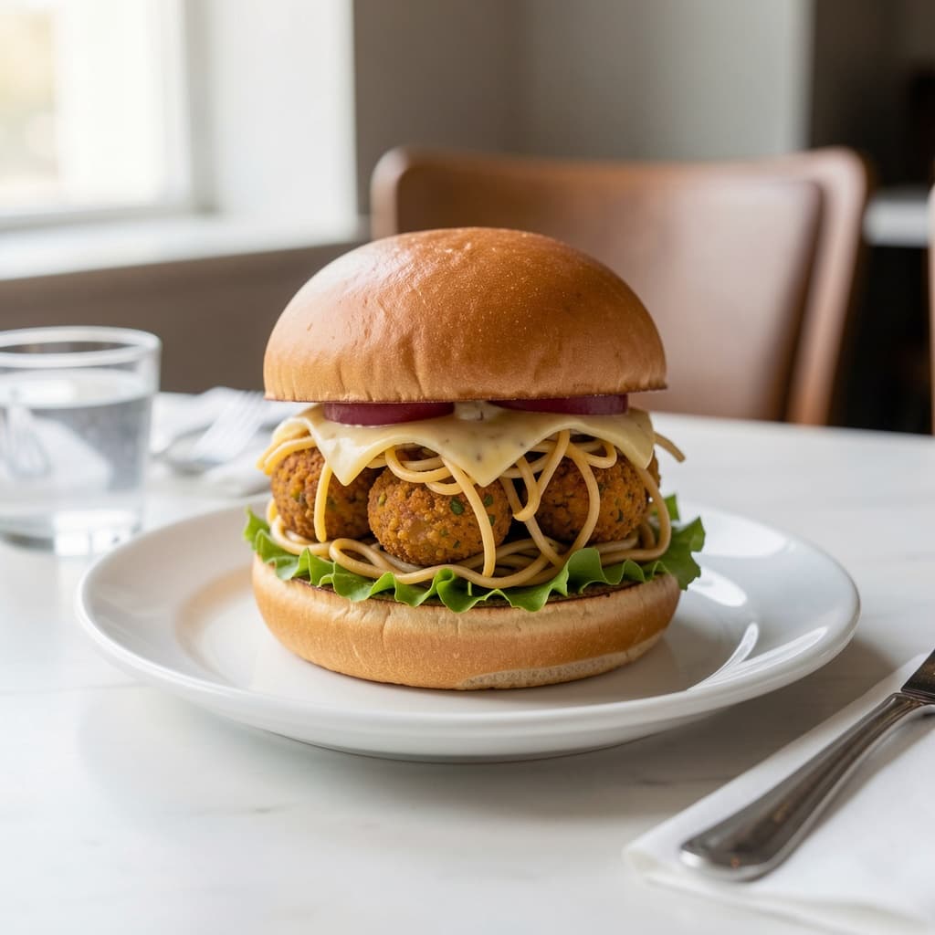 Aloo Tikki Noodle Burger